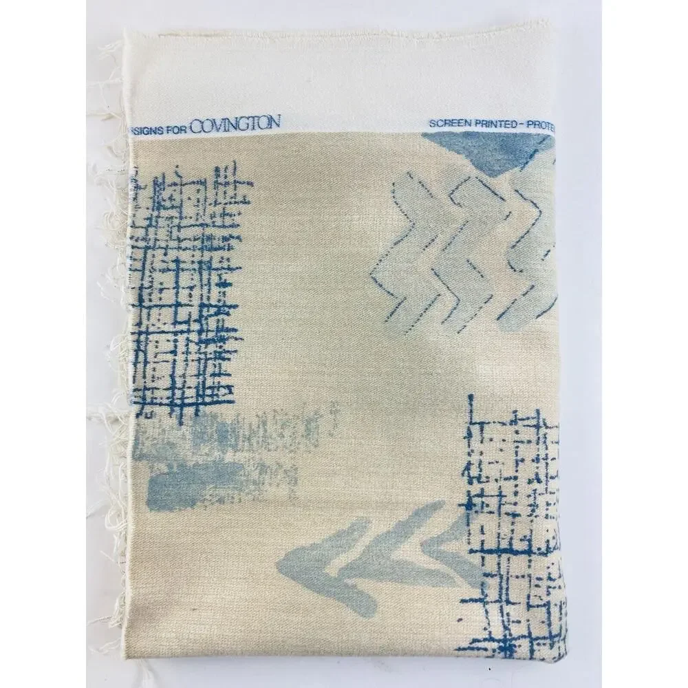 Covington TPSA Fabric Blue Tan Graphic Medium Heavy Graphic Abstract Screen Prin